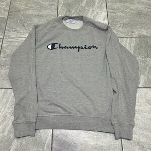 Champion XL Gray Crewneck Sweatshirt Script Logo Pullover